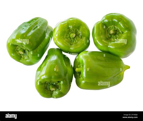 Fresh green bell pepper isolated on white background Stock Photo - Alamy