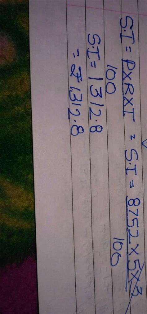 interest earned on rs 8752 at 5% per annum for 3 years is - Brainly.in