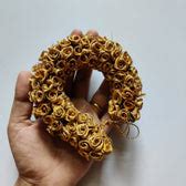 Bridal Hair Bun Artificial Flower Accessory - Full Gold Gajra