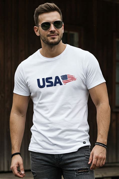 USA White Regular Fit Printed T-shirt – Veirdo