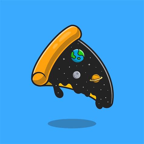Pizza Space Topping Cartoon. Flat Cartoon stijl | Gratis Vector