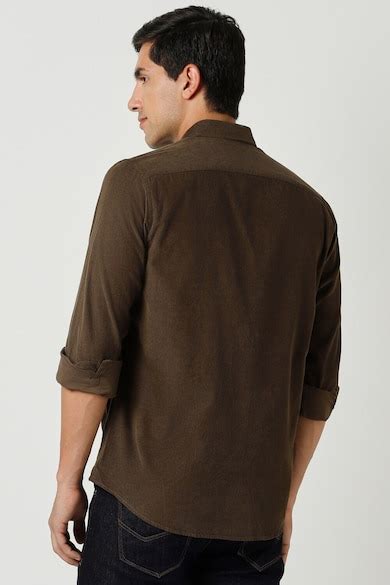 Buy Men Brown Slim Fit Solid Full Sleeves Casual Shirt Online - 915871 ...
