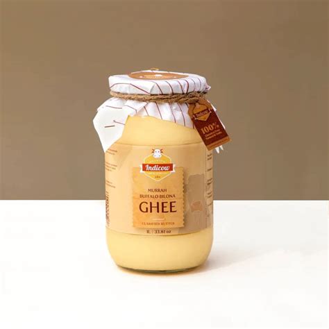 Indicow Foods Murrah Buffalo Ghee 1L Glass packaging | Grass fed Buffa ...
