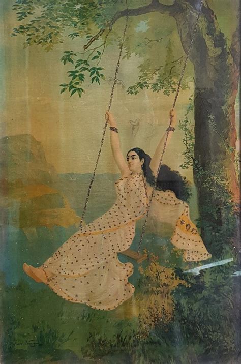 "Mohini": Red Violet Oleograph Painting by Raja Ravi Varma – ArtZolo.com