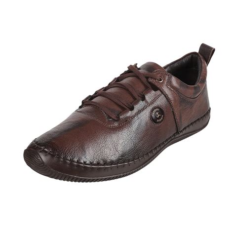 Buy Mochi Men's Brown Soft Leather Finish Lace Up Stylish Sneakers UK/6 ...