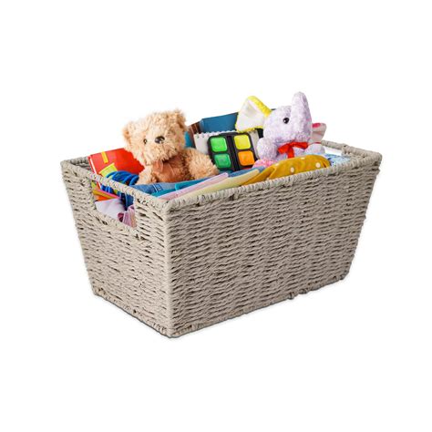 Tapered Paper Rope Storage Basket w/ Handles |Organiser for Wardrobe ...
