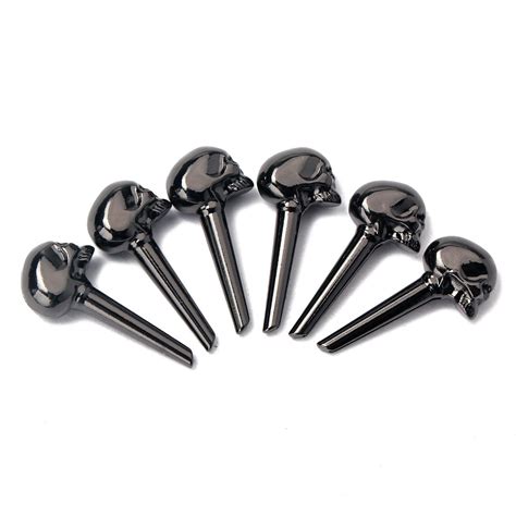 6 pcs Black Zinc Alloy Skull Head Bridge Pins for Mandolin/Acoustic ...