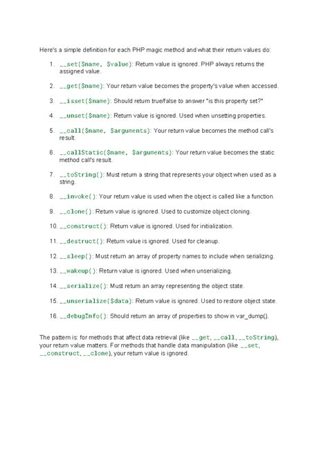 Magic Methods Return Types in PHP: Definitions & Usage Guide - Studocu