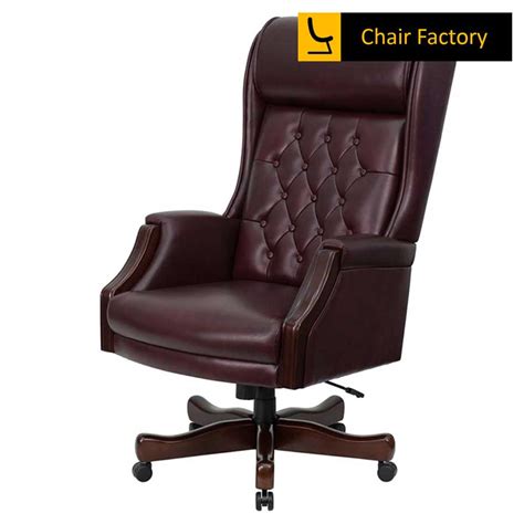 Prime Minister Burgundy High Back Chesterfield 100% Genuine Leather ...