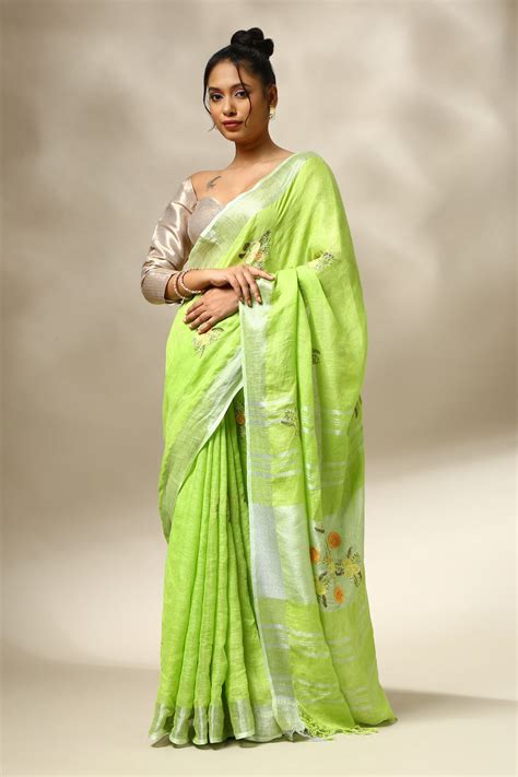 Jambiri Linen Saree – Banka