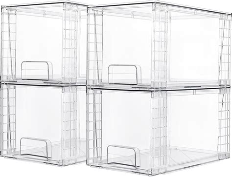 Vtopmart 4 Pack Stackable Storage Drawers,Clear Acrylic Drawer ...