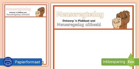 Ontwerp 'n plakkaat oor Menseregtedag. (teacher made)