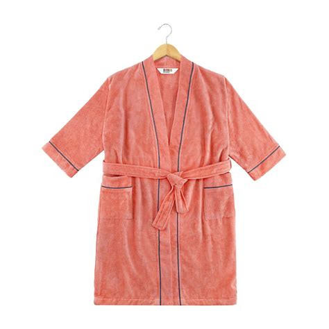 Buy Spaces Exotica Occasions Cotton Bathrobe - 37" x 21", Coral Navy ...