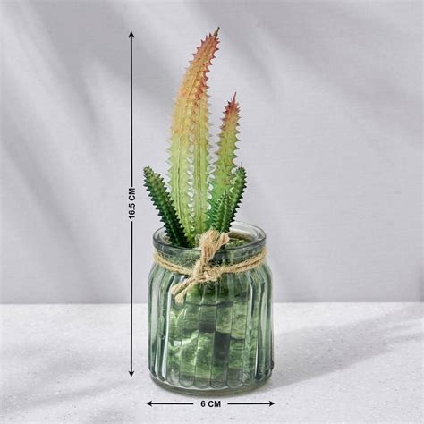 Buy Fern Living Aster Artificial Succulent in Glass Jar from Home ...