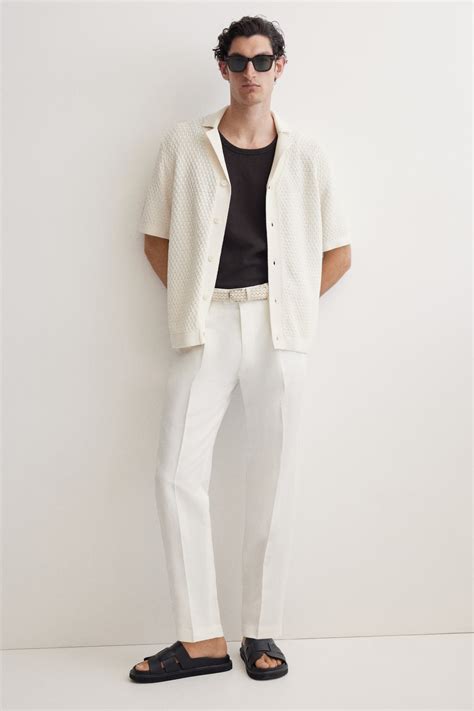 Regular Fit Textured-knit resort shirt - White - Men | H&M IN