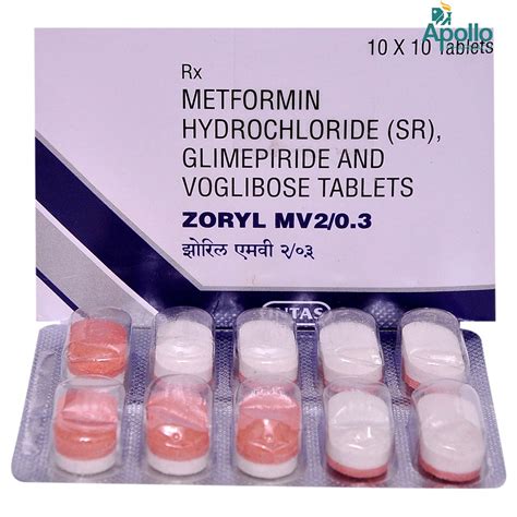 Zoryl MV 2/0.3 Tablet | Uses, Side Effects, Price | Apollo Pharmacy