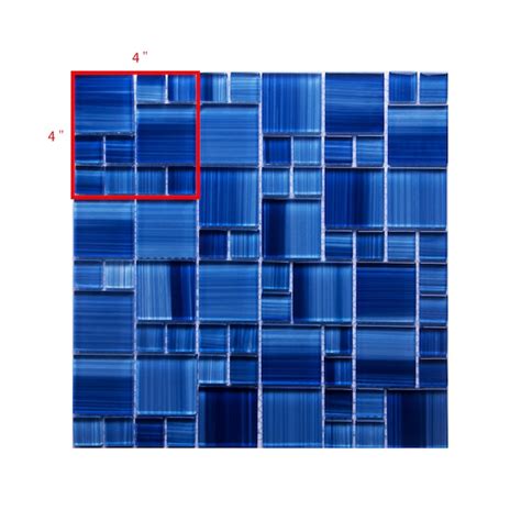 WS Tiles (Sample) Sample Aquatic Blue 3-in x 3-in Glossy Glass ...