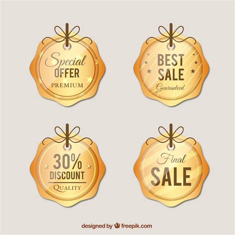 Golden sale label/badge collection | Free Vector