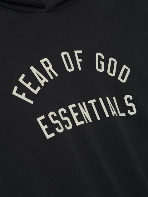 Fear of God ESSENTIALS 90s Fit Hoodie Vintage Black – India | LaceUpCl ...