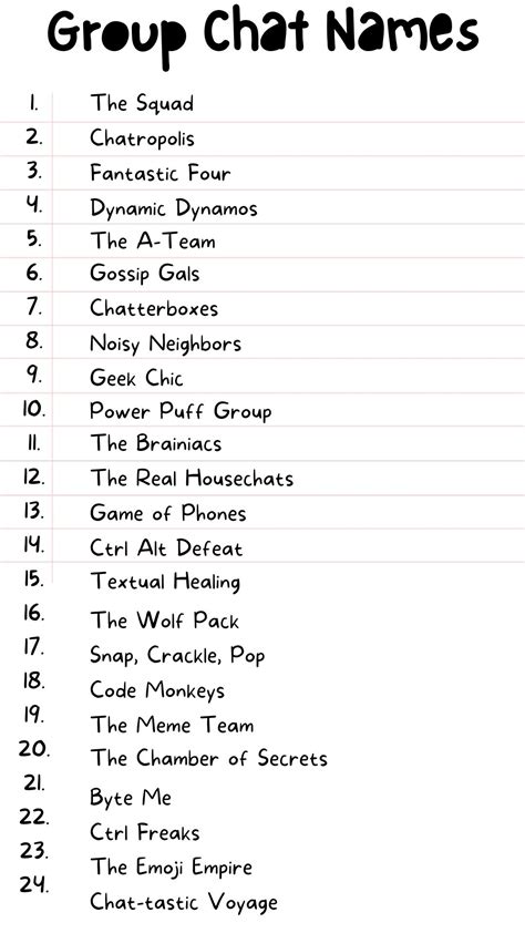 Printable Group Chat Names Lists [With PDF] - Printables Hub