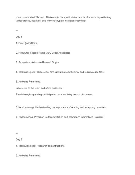 21-Day LLB Internship Diary: Tasks, Learnings, & Reflections - Studocu
