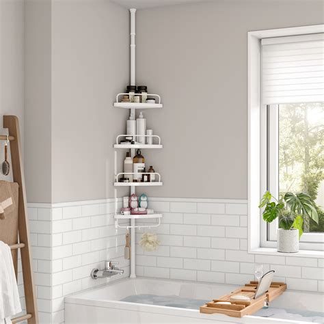 Songmics Adjustable Bathroom Corner Shelf Telescopic Shower Caddy at ...
