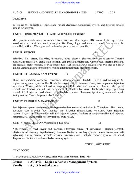 AT2401 Notes - Course : AU 2401 – Engine & Vehicle Management Systems ...