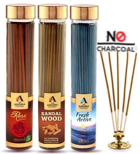 The Aroma Factory Rose, Sandalwood Chandan & Fresh Active Agarbatti for ...