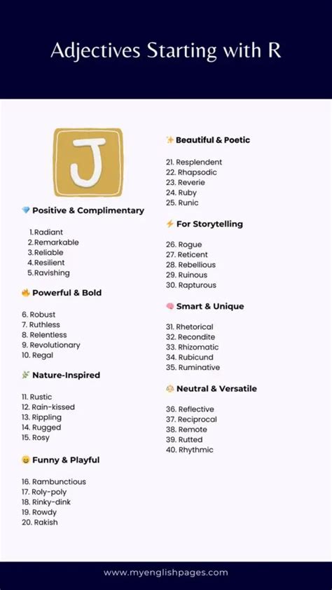 Adjective Words With R: Rich, Radiant, And Remarkable Descriptions