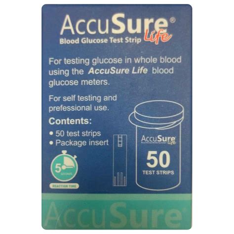 Buy Accusure Life Blood Glucometer Test Strips, 50 Count | 19 Minutes ...