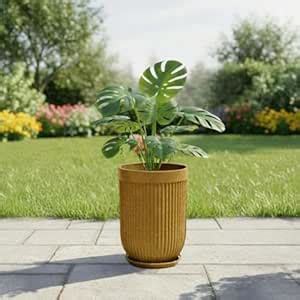 Go Hooked 18 Inch Big Size Polymer Flower Pot with Saucer Tray for ...