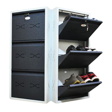 LIVECONCEPT I Metal Shoe Rack I Slim and Wall Mounted I 3 Shelves (Grey ...