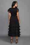 Buy Black Net, Ponte Roma V Neck Layered Dress For Women by Deepika ...