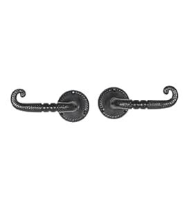 Two Moustaches 6 Inches Black Wrought Iron Door Lever Handle Pair ...