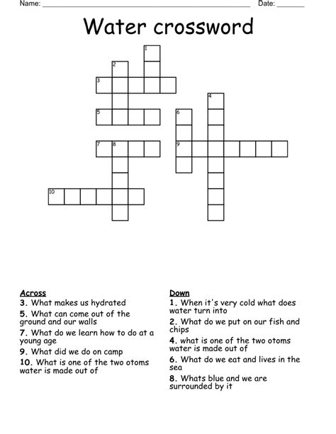 Water crossword - WordMint