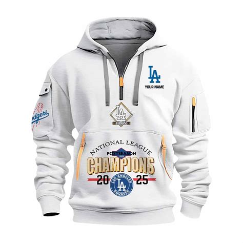 Dodgers National League Champions 2025 Personalized Quarter Zip Hoodie ...