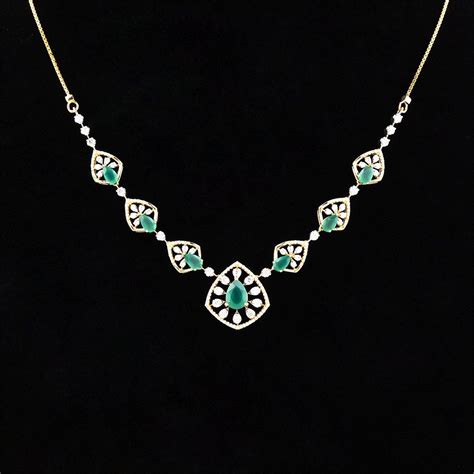 Buy Green Onyx Diamond Necklace Set ONS25A53-D435R0C Online at ORRA.