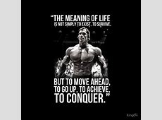 "Arnold Schwarzenegger Arnie Conquer Quote" Tote Bags by 