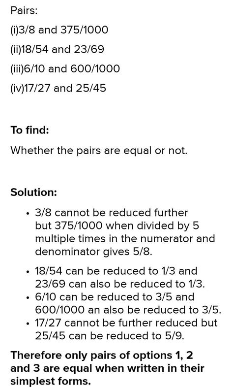 3. Determine if the following pairs are equal by writing each in their ...