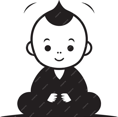 Premium Vector | Zen little one buddha emblem design peaceful prodigy vector zen silhouette