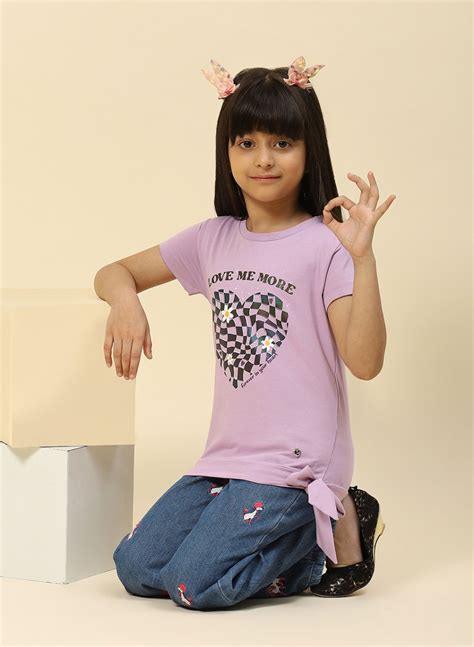 Buy Girls Purple Printed Top Online in India - Monte Carlo