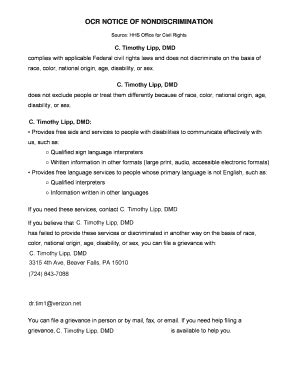 Fillable Online OCR NOTICE OF NONDISCRIMINATION Fax Email Print - pdfFiller
