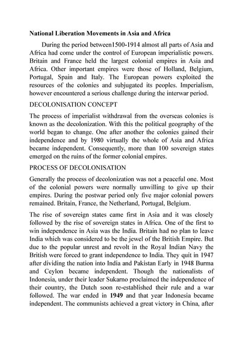 National Liberation Movements in Asia and Africa - Britain and France ...