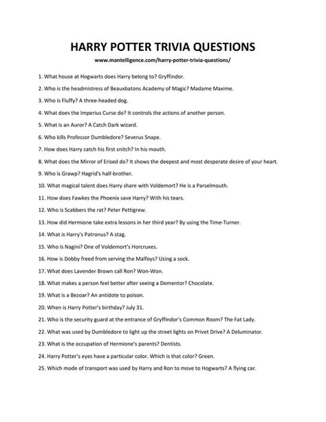 Harry Potter 100 Quiz Questions - BPJN