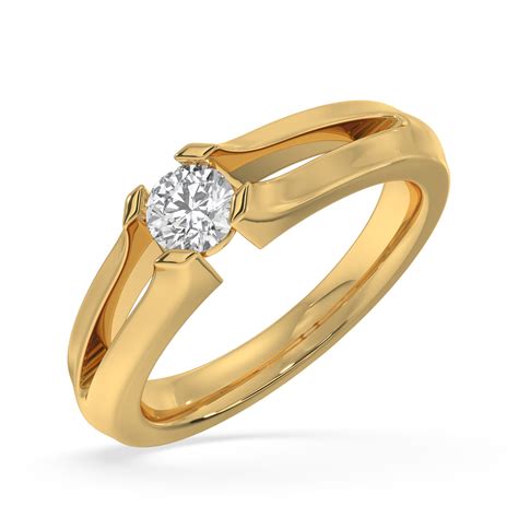 SY Women's Ring in Gold, Dainty Solitaire – SYNDIORA