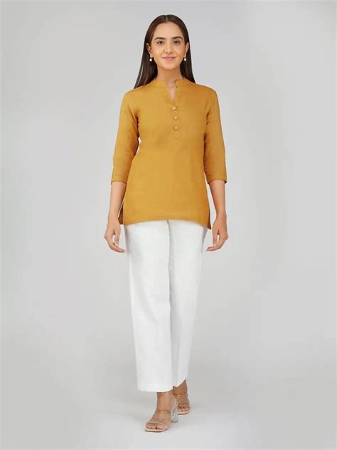 Khadi Short Kurti for Women - Coffee Brown Cotton - Khadi Sadan
