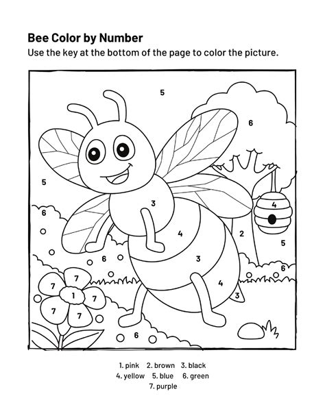 Coloring Pages PDF Color by Numbers Bee PDF Stencil - Etsy