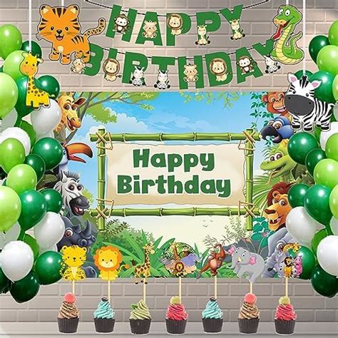 Dekor Spree Jungle Theme Birthday Decoration-43 Pcs Animal Theme ...