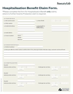 Fillable Online Hospitalisation Benefit Claim Form. Fax Email Print ...