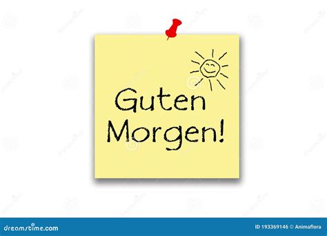 Good Morning! Note in German Stock Illustration - Illustration of paper ...